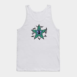 Exercise Figures on a Multicolored Star Tank Top